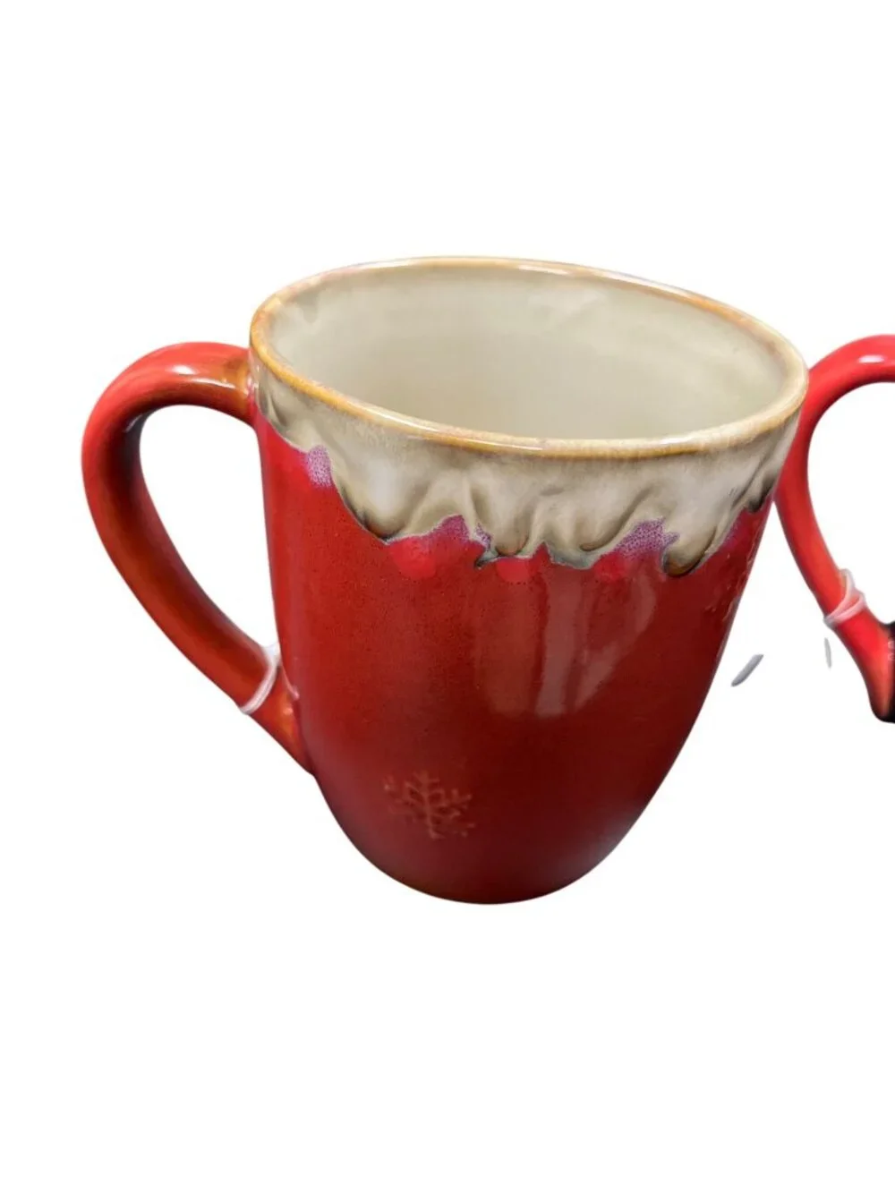 Christmas theme set of 4 large ceramic glazed cups mugs SKU 10-585